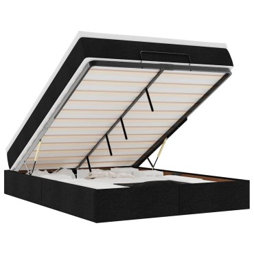 vidaXL Οθωμανικό κρεβάτι με στρώμα Μαύρο 140x200cm Ύφασμα