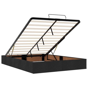 vidaXL Οθωμανικό κρεβάτι με στρώμα Μαύρο 140x200cm Ύφασμα