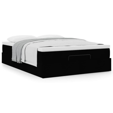 vidaXL Οθωμανικό κρεβάτι με στρώμα Μαύρο 140x200cm Ύφασμα