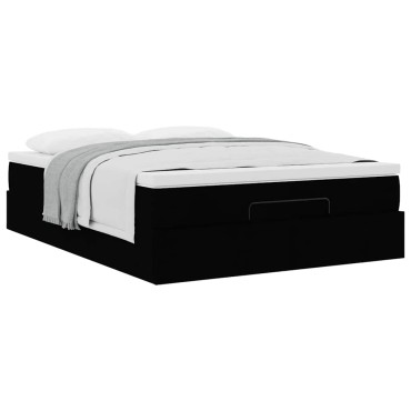 vidaXL Οθωμανικό κρεβάτι με στρώμα Μαύρο 140x200cm Ύφασμα