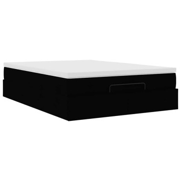 vidaXL Οθωμανικό κρεβάτι με στρώμα Μαύρο 140x200cm Ύφασμα