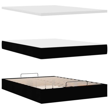 vidaXL Οθωμανικό κρεβάτι με στρώμα Μαύρο 140x200cm Ύφασμα