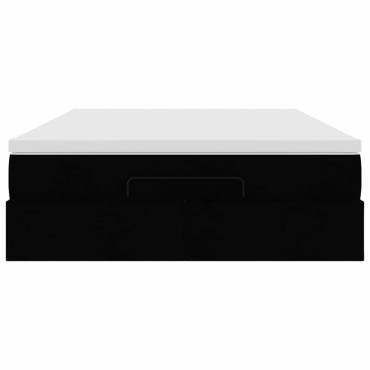 vidaXL Οθωμανικό κρεβάτι με στρώμα Μαύρο 140x200cm Ύφασμα