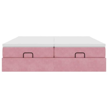 vidaXL Οθωμανικό κρεβάτι με στρώματα ροζ 180x200cm Velvet