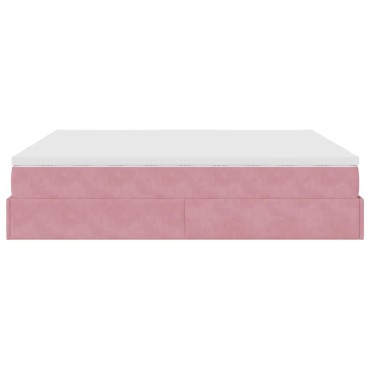vidaXL Οθωμανικό κρεβάτι με στρώματα ροζ 180x200cm Velvet