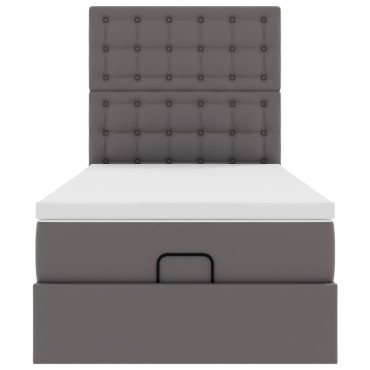 vidaXL Οθωμανικό κρεβάτι με στρώμα Γκρι 100x200cm Faux Leather