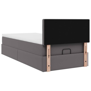 vidaXL Οθωμανικό κρεβάτι με στρώμα Γκρι 100x200cm Faux Leather