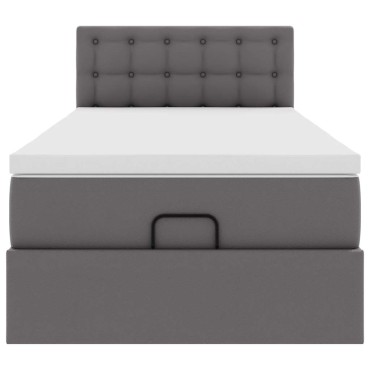 vidaXL Οθωμανικό κρεβάτι με στρώμα Γκρι 100x200cm Faux Leather