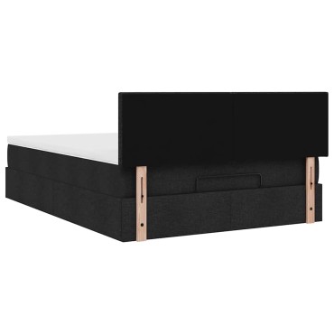 vidaXL Οθωμανικό κρεβάτι με στρώμα Μαύρο 140x200cm Ύφασμα