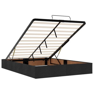 vidaXL Οθωμανικό κρεβάτι με στρώμα Μαύρο 140x200cm Ύφασμα