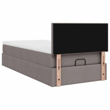 vidaXL Οθωμανικό κρεβάτι με στρώμα Taupe 100x200cm ύφασμα