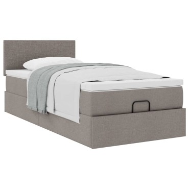 vidaXL Οθωμανικό κρεβάτι με στρώμα Taupe 100x200cm ύφασμα