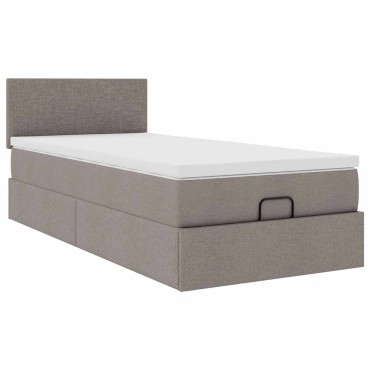 vidaXL Οθωμανικό κρεβάτι με στρώμα Taupe 100x200cm ύφασμα