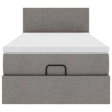 vidaXL Οθωμανικό κρεβάτι με στρώμα Taupe 100x200cm ύφασμα