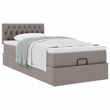 vidaXL Οθωμανικό κρεβάτι με στρώμα Taupe 100x200cm ύφασμα