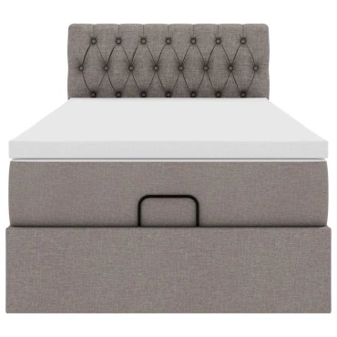 vidaXL Οθωμανικό κρεβάτι με στρώμα Taupe 100x200cm ύφασμα