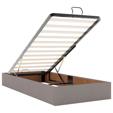 vidaXL Οθωμανικό κρεβάτι με στρώμα & LEDs Taupe 100x200 cm Ύφασμα