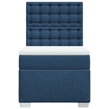 vidaXL Κρεβάτι Boxspring με Στρώμα Μπλε 100x200cm Υφασμάτινο 1 τεμ. - Μονό