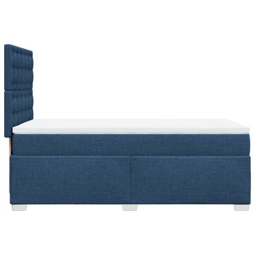 vidaXL Κρεβάτι Boxspring με Στρώμα Μπλε 100x200cm Υφασμάτινο 1 τεμ. - Μονό