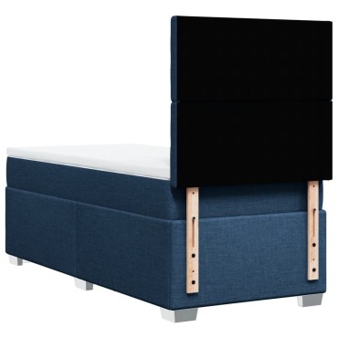 vidaXL Κρεβάτι Boxspring με Στρώμα Μπλε 100x200cm Υφασμάτινο 1 τεμ. - Μονό