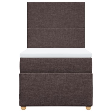 vidaXL Κρεβάτι Boxspring με Στρώμα Σκούρο Καφέ 100x200 εκ. Υφασμάτινο