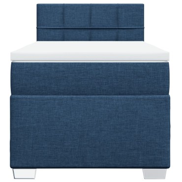 vidaXL Κρεβάτι Boxspring με Στρώμα Μπλε 100x200cm Υφασμάτινο 1 τεμ. - Μονό