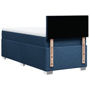 vidaXL Κρεβάτι Boxspring με Στρώμα Μπλε 100x200cm Υφασμάτινο 1 τεμ. - Μονό