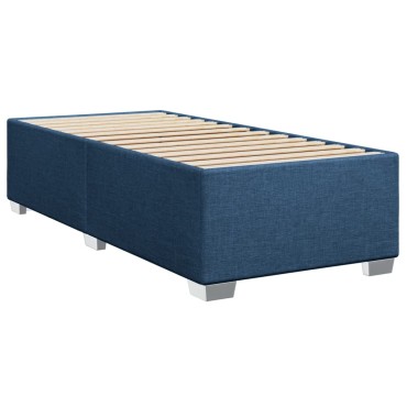 vidaXL Κρεβάτι Boxspring με Στρώμα Μπλε 100x200cm Υφασμάτινο 1 τεμ. - Μονό