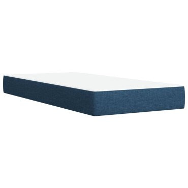 vidaXL Κρεβάτι Boxspring με Στρώμα Μπλε 100x200cm Υφασμάτινο 1 τεμ. - Μονό