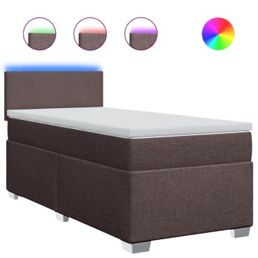 vidaXL Κρεβάτι Boxspring με Στρώμα Σκούρο Καφέ 100x200 εκ. Υφασμάτινο