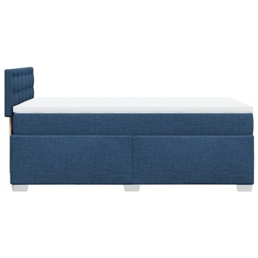 vidaXL Κρεβάτι Boxspring με Στρώμα Μπλε 100x200cm Υφασμάτινο 1 τεμ. - Μονό