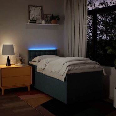 vidaXL Κρεβάτι Boxspring με Στρώμα Μπλε 100x200cm Υφασμάτινο 1 τεμ. - Μονό