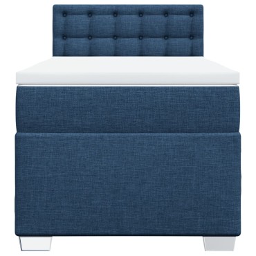 vidaXL Κρεβάτι Boxspring με Στρώμα Μπλε 100x200cm Υφασμάτινο 1 τεμ. - Μονό