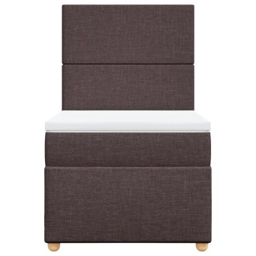 vidaXL Κρεβάτι Boxspring με Στρώμα Σκούρο Καφέ 100x200 εκ. Υφασμάτινο