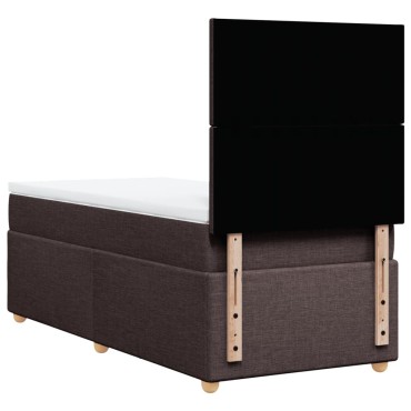 vidaXL Κρεβάτι Boxspring με Στρώμα Σκούρο Καφέ 100x200 εκ. Υφασμάτινο