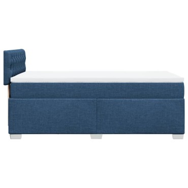 vidaXL Κρεβάτι Boxspring με Στρώμα Μπλε 100x200cm Υφασμάτινο 1 τεμ. - Μονό