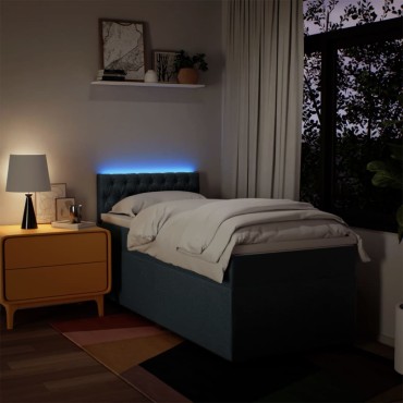 vidaXL Κρεβάτι Boxspring με Στρώμα Μπλε 100x200cm Υφασμάτινο 1 τεμ. - Μονό
