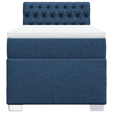 vidaXL Κρεβάτι Boxspring με Στρώμα Μπλε 100x200cm Υφασμάτινο 1 τεμ. - Μονό