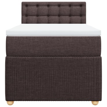 vidaXL Κρεβάτι Boxspring με Στρώμα Σκούρο Καφέ 100x200 εκ. Υφασμάτινο