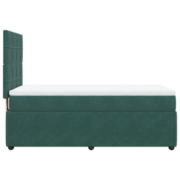 vidaXL Κρεβάτι Boxspring με Στρώμα Σκούρο Πράσινο 100x200εκ. Βελούδινο