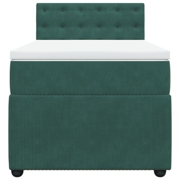 vidaXL Κρεβάτι Boxspring με Στρώμα Σκούρο Πράσινο 100x200εκ. Βελούδινο