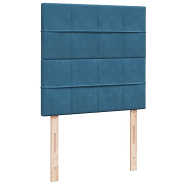 vidaXL Κρεβάτι Boxspring με Στρώμα Σκούρο Μπλε 90x200 εκ. Βελούδινο