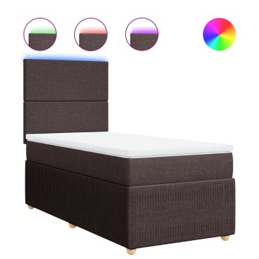 vidaXL Κρεβάτι Boxspring με Στρώμα Σκούρο Καφέ 100x200 εκ. Υφασμάτινο