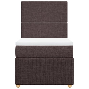 vidaXL Κρεβάτι Boxspring με Στρώμα Σκούρο Καφέ 100x200 εκ. Υφασμάτινο