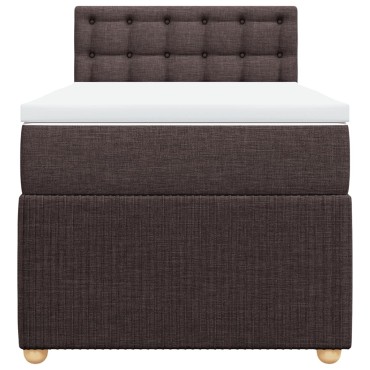 vidaXL Κρεβάτι Boxspring με Στρώμα Σκούρο Καφέ 100x200 εκ. Υφασμάτινο
