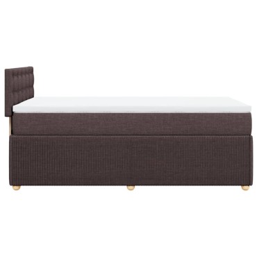 vidaXL Κρεβάτι Boxspring με Στρώμα Σκούρο Καφέ 100x200 εκ. Υφασμάτινο