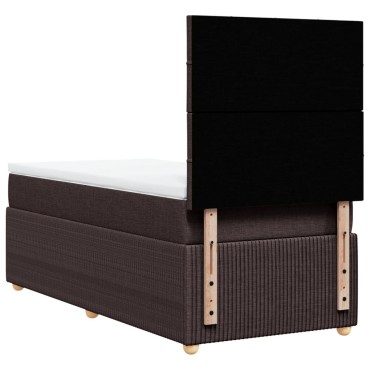 vidaXL Κρεβάτι Boxspring με Στρώμα Σκούρο Καφέ 100x200 εκ. Υφασμάτινο