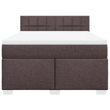 vidaXL Κρεβάτι Boxspring με Στρώμα Σκούρο Καφέ 140x200 εκ Υφασμάτινο