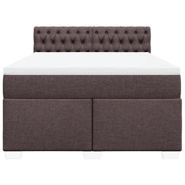 vidaXL Κρεβάτι Boxspring με Στρώμα Σκούρο Καφέ 140x200 εκ Υφασμάτινο