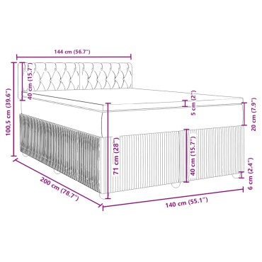 vidaXL Κρεβάτι Boxspring με Στρώμα Σκούρο Καφέ 140x200 εκ Υφασμάτινο